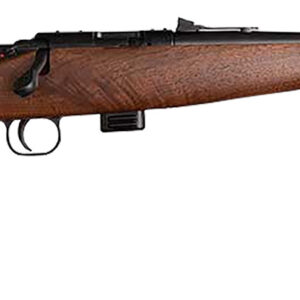 Crickett KSA20411 Model 722 Sporter Compact Youth 22 LR 7+1 16.25" Blued Barrel & Receiver, Fixed Front/Adjustable Rear Sights, Walnut Stock w/13.5" LOP, Rebounding Firing Pin Safety