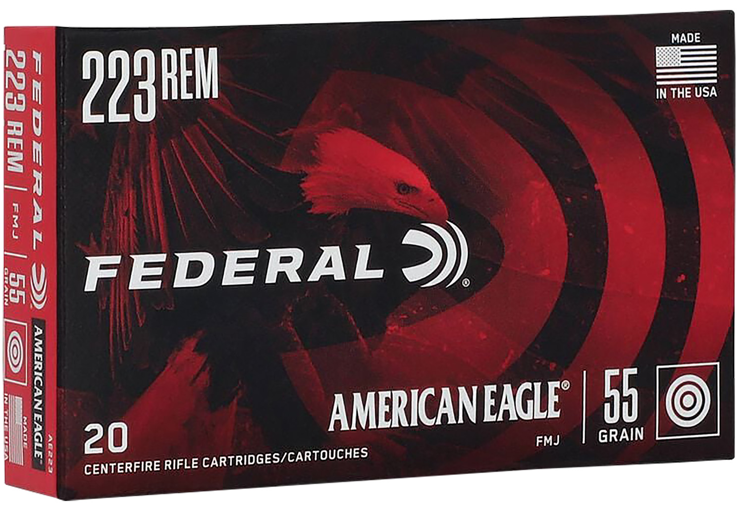 Federal AE223 American Eagle Rifle 223Rem 55gr Full Metal Jacket Boat Tail 20 Per Box/25 Case