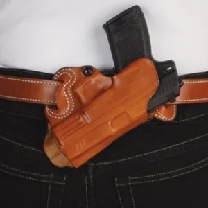 DESANTIS SMALL OF BACK HOLSTER - RH OWB LEATHER COLT 1911 TAN