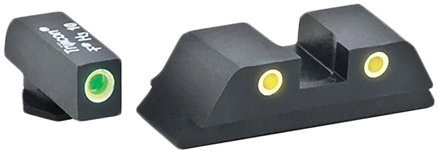 AmeriGlo GL5115 Classic Tritium Sight Set for Glock Green Tritium White Outline Front Sight-Yellow Tritium White Outline Rear Sight