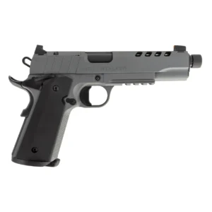 Tisas 10100557 1911 Night Stalker SF 9mm 5" 8+1 Platinum Grey W/ Threaded Barrel