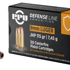 PPU PPD91 Defense  9mmLuger 115gr Jacketed Hollow Point 50 Per Box/20 Case