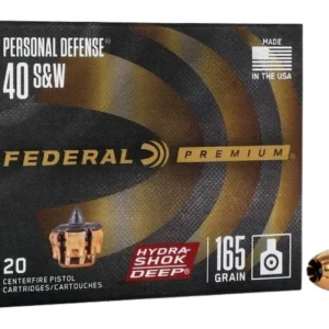 Federal P40HSD1 Premium Personal Defense 40S&W 165gr Hydra-Shok Deep Hollow Point 20 Per Box/10 Case