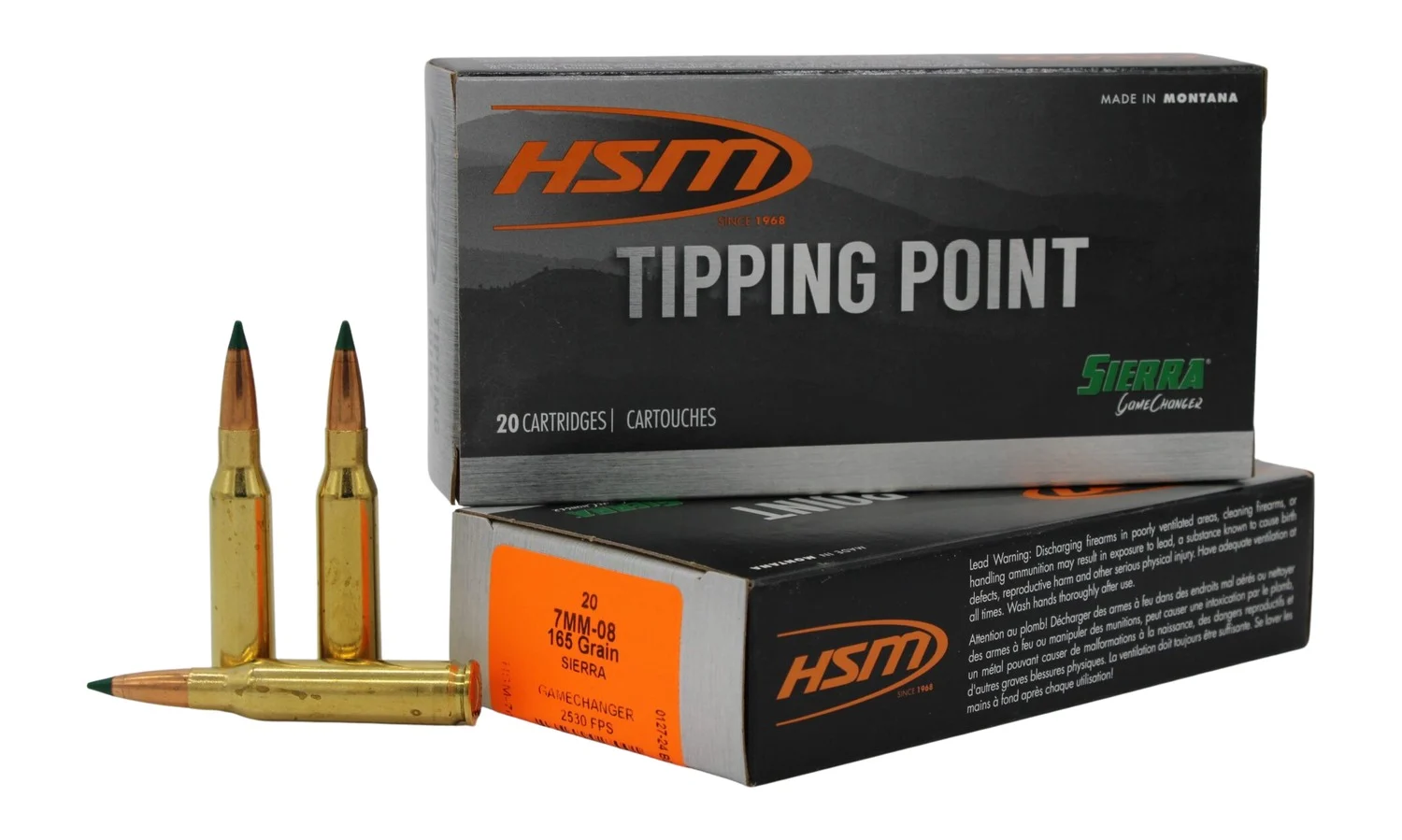 HSM 7MM0811N Tipping Point 7mm-08 Rem 165 gr Sierra GameChanger 20 Per Box/ 25 Case