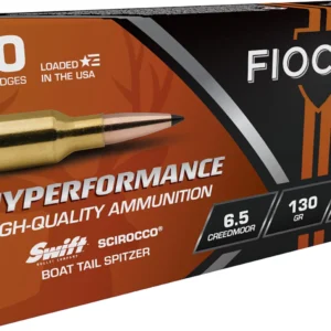 Fiocchi 65CMSCA Hyperformance 6.5Creedmoor 130gr Swift Scirocco II Boat Tail Spitzer 20 Per Box/10 Case