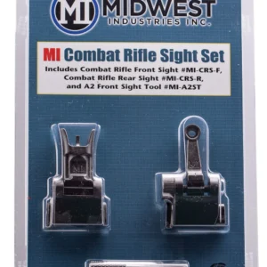 Midwest Industries MICRSSET Combat Rifle Sight Set  Black Flip Up Front & Rear for AR-15, M16, M4