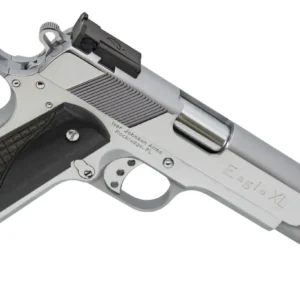 Iver Johnson Arms EAGLEXLC45 Eagle XL 45 ACP 8+1 6" Steel Barrel, Bright Chrome High Polished Long/Serrated Steel Slide & Frame w/Beavertail, Diamondwood Walnut w/Integrated Logo Grip, Right Hand