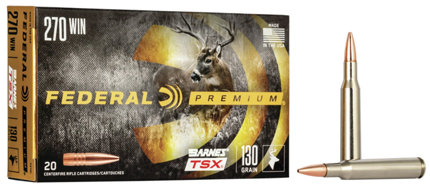 Federal P270L Premium 270Win 130gr Barnes TSX 20 Per Box/10 Case