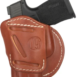 1791 Gunleather 4WH3CBRR 4-Way IWB/OWB Size 03 Classic Brown Leather Belt Clip Compatible w/Glock 26/Ruger LC9/S&W M&P Shield 2.0 9/40 Right Hand