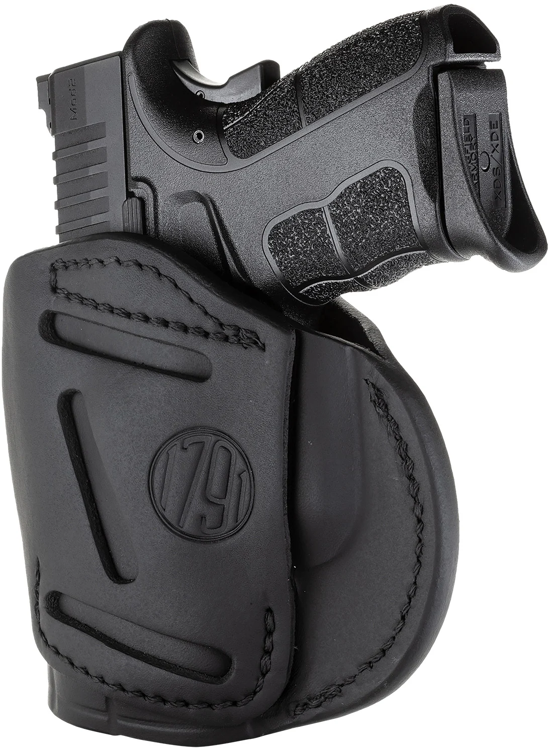 1791 Gunleather 4WH4SBLR 4-Way IWB/OWB Size 04 Stealth Black Leather Belt Clip Compatible w/Glock 26/Springfield XD/XDS/S&W M&P Shield Plus Right Hand