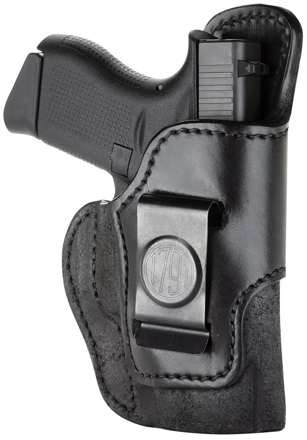 1791 Gunleather RCH3BLKR RCH IWB Size 03 Black Leather Belt Clip Compatible w/Ruger LC9/1911/Glock 43/43X Right Hand