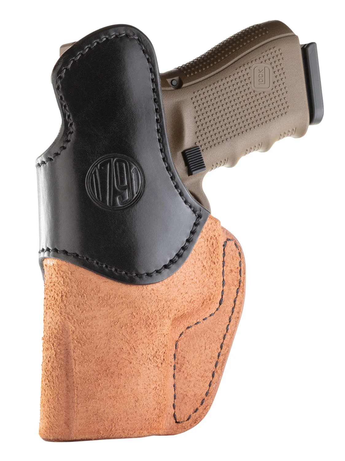 1791 Gunleather RCH4BLBR RCH IWB Size 04 Black/Brown Leather Belt Clip Compatible w/Glock 17/S&W M&P Shield/Springfield XD Right Hand