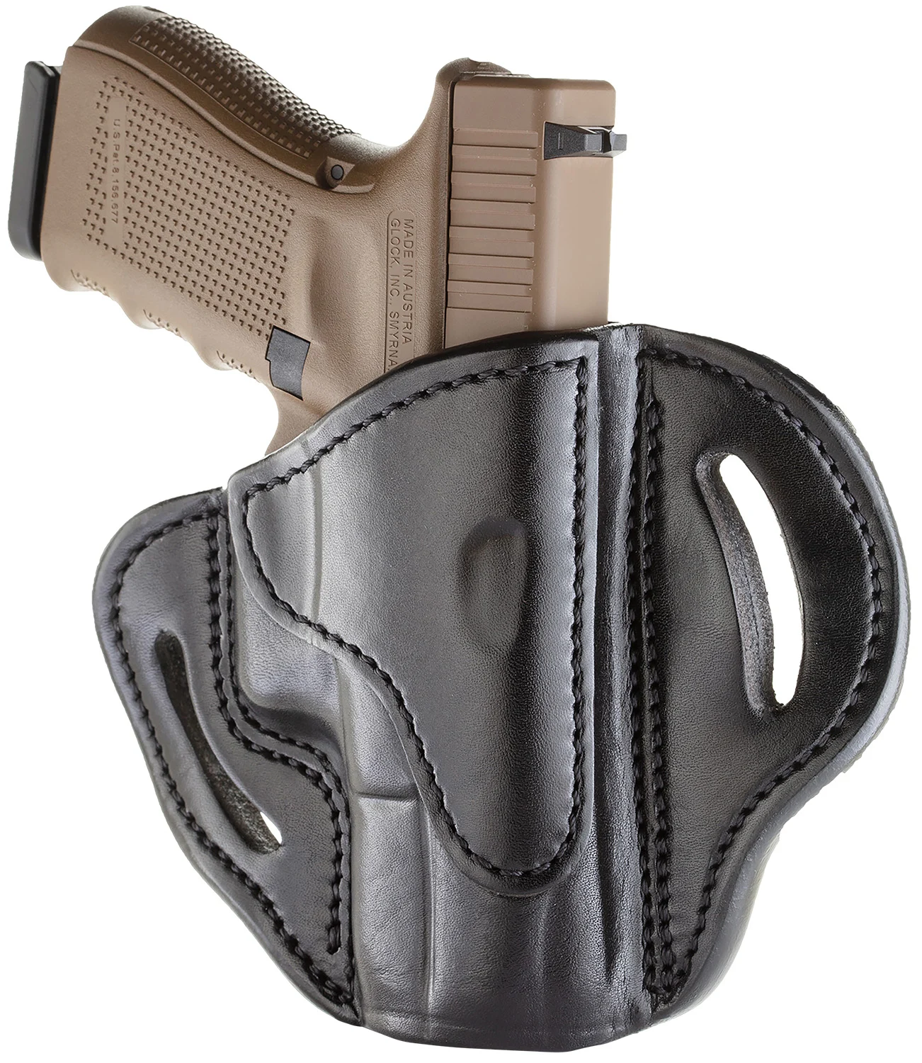 1791 Gunleather BH21SBLR BH2.1 OWB Size 2.1 Stealth Black Leather Belt Slide Compatible w/Glock 17/S&W M&P Shield/Springfield XD Right Hand
