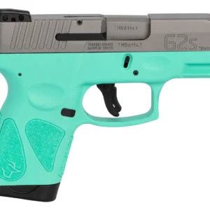Taurus 1G2S939C G2S  Compact Frame 9mm Luger 7+1 3.26" Matte Stainless Steel Barrel, Matte Serrated Stainless Steel Slide, Cyan Polymer Frame w/Picatinny Rail & Polymer Grip, Right Hand