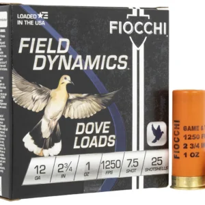 Fiocchi 12GT75 Field Dynamics Dove & Quail 12Gauge 2.75" 1oz 7.5Shot 25 Per Box/10 Case