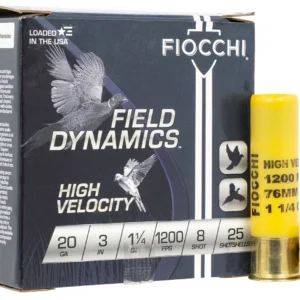 Fiocchi 203HV8 Field Dynamics High Velocity 20Gauge 3" 1 1/4oz 8Shot 25 Per Box/10 Case