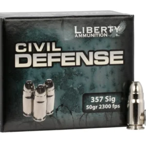 Liberty Ammunition LACD357SIG053 Civil Defense  357Sig 50gr Lead Free Fragmenting Hollow Point 20 Per Box/50 Case