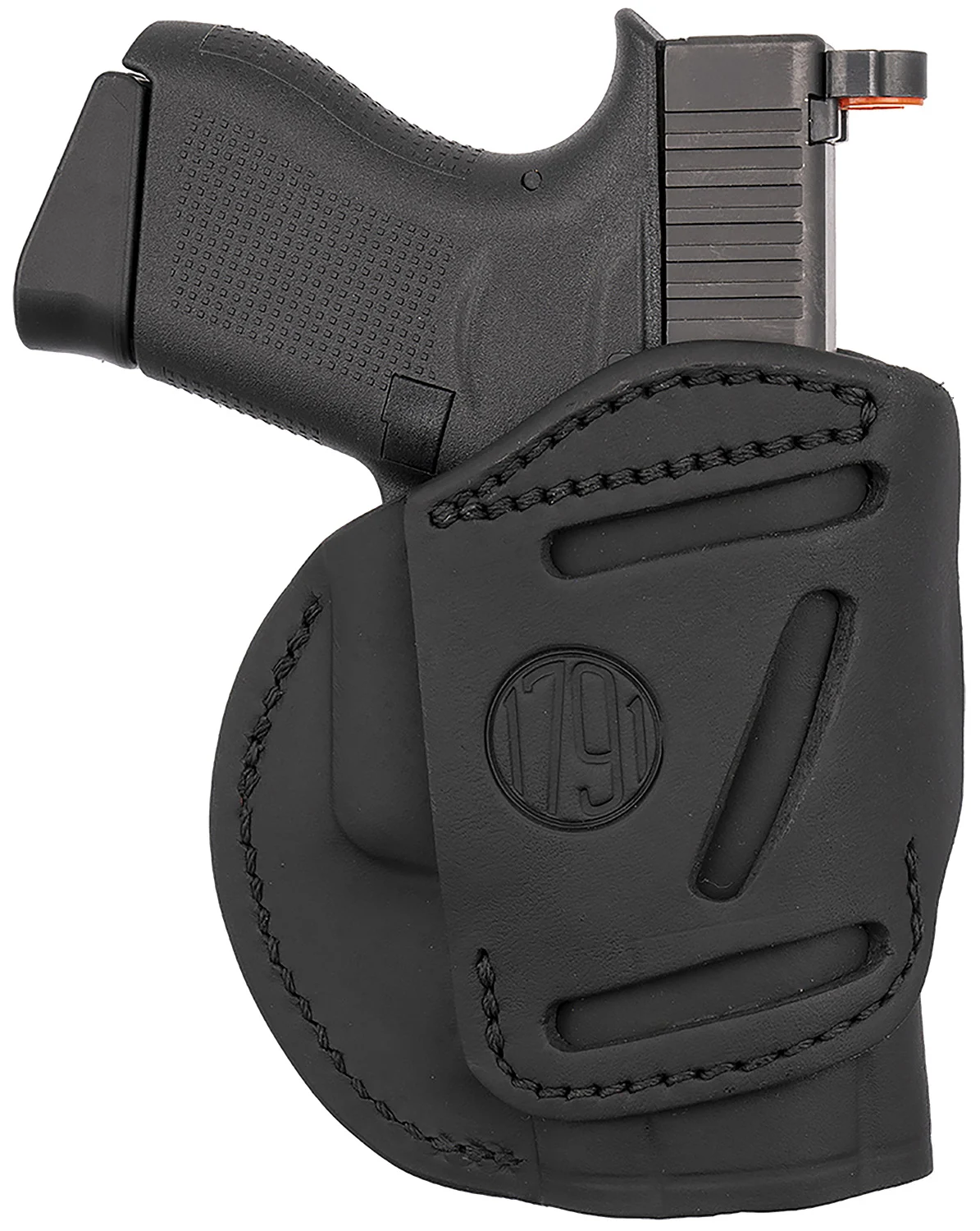 1791 Gunleather 4WH3SBLL 4-Way IWB/OWB Size 03 Stealth Black Leather Belt Clip Compatible w/Glock 26/Ruger LC9/S&W M&P Shield/2.0 9/40 Left Hand