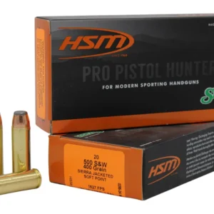 HSM 500SW9N Pro Pistol  500 S&W Mag 400 gr Jacketed Soft Point 20 Per Box/ 25 Case