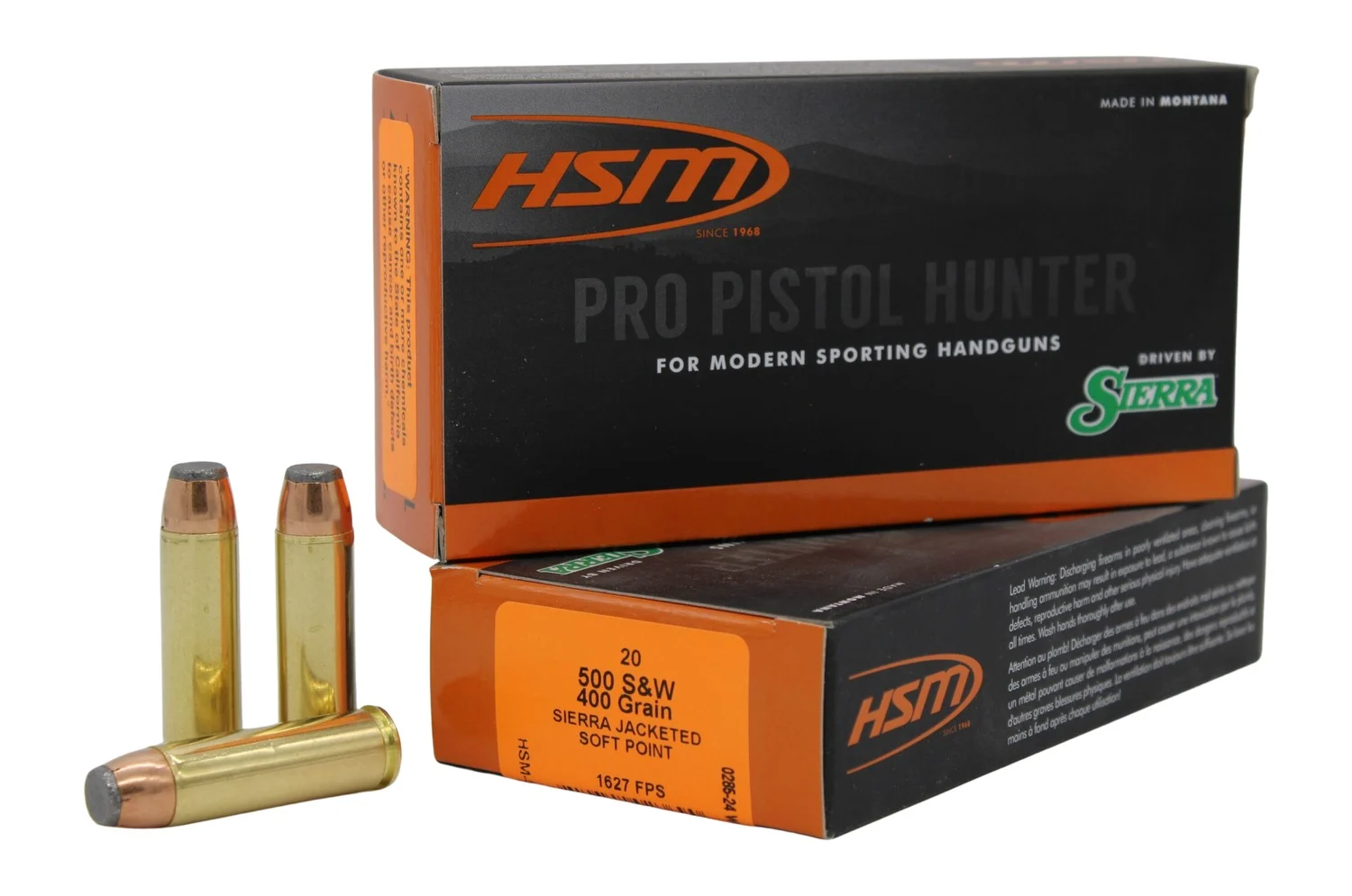 HSM 500SW9N Pro Pistol 500 S&W Mag 400 gr Jacketed Soft Point 20 Per Box/ 25 Case