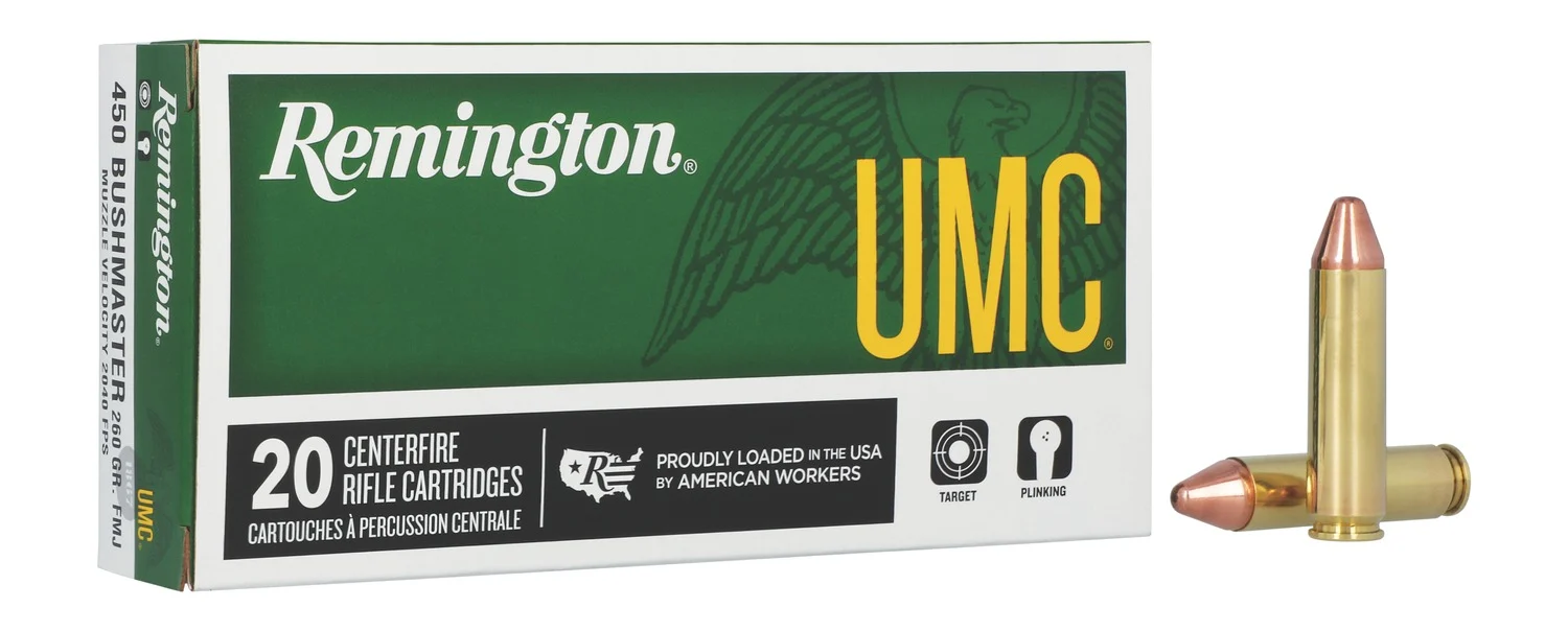 Remington Ammunition 23661 UMC 450Bushmaster 260gr Full Metal Jacket 20 Per Box/10 Case