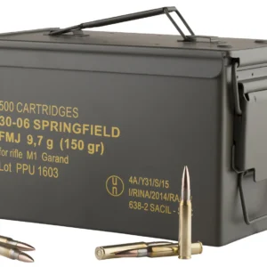 PPU PP3006GMC Standard Rifle  30-06Springfield 150gr Full Metal Jacket/500rds *Sold by Case *Includes Metal Can