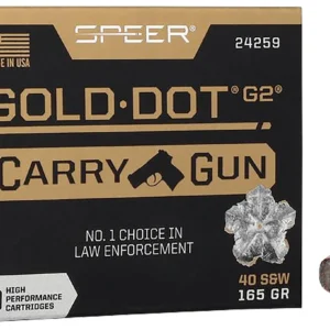 Speer 24259 Gold Dot Carry Gun 40S&W 165gr Hollow Point 20 Per Box/10 Case