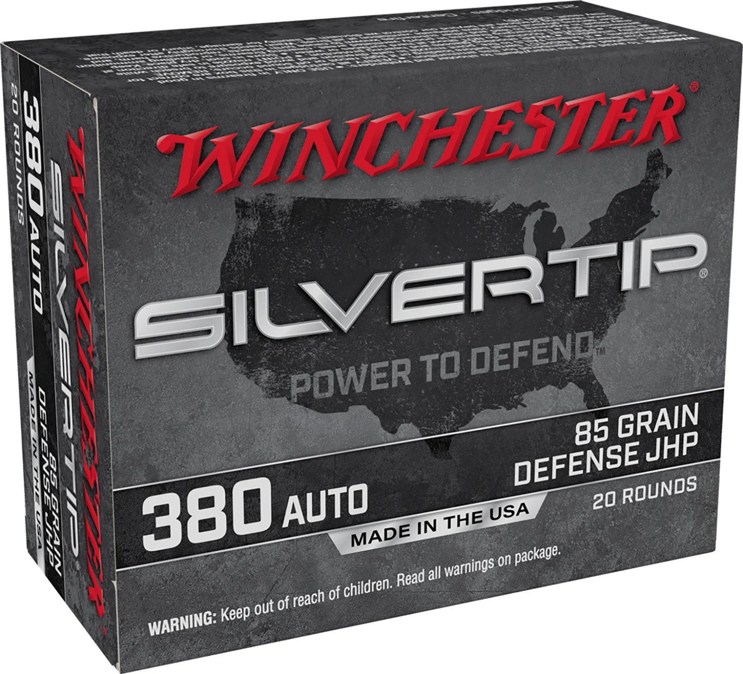 Winchester Ammo W380ST Silvertip 380ACP 85gr Silvertip Jacket Hollow Point 20 Per Box/10 Case