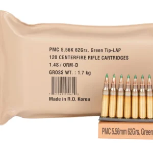 PMC 556(M55)BP X-Tac Battle Pack 5.56x45mmNATO 62gr Light Armor Piercing Green Tip 120 Per Box/5 Case