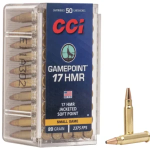 CCI 0052 Gamepoint Rimfire 17HMR 20gr Jacketed Soft Point 50 Per Box/40 Case