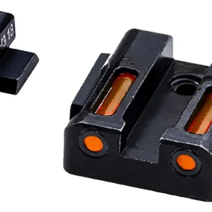 HiViz MPSN421 LiteWave H3 Sight Set for S&W Shield Green Tritium White Outline Front Sight-Orange Fiber Optic Rear Sight
