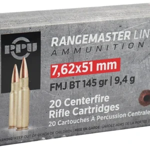 PPU PPRM762 Rangemaster  7.62x51mmNATO 145gr Full Metal Jacket Boat Tail 20 Per Box/25 Case