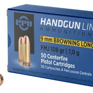 PPU PPH9BL9mm Browning Long 108gr Full Metal Jacket 50 Per Box/20 Case