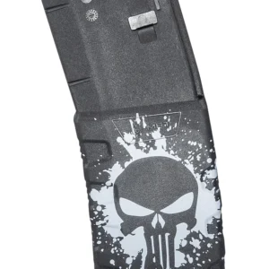 Mission First Tactical EXDPM556PSSWH Extreme Duty 30rd 223 Rem/5.56x45mm Fits AR-15/M4 Black w/White Punisher Skull Splatter Polymer
