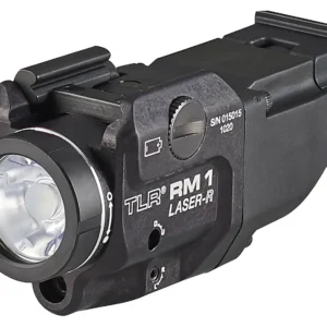 Streamlight 69446 TLR-1 RM w/Laser Black Anodized Aluminum,  500 Lumens White LED Bulb/Red Laser, 210 Meters Beam, Picatinny Rail Mount