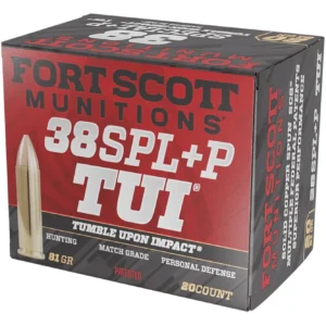 Fort Scott Munitions 38+P081SCV Tumble Upon Impact (TUI)  38Special+P 81gr Solid Copper Spun 20 Per Box/25 Case