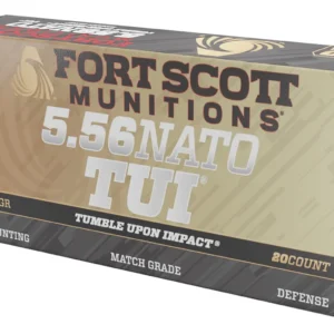 Fort Scott Munitions 556062SBV1 Tumble Upon Impact (TUI)  5.56x45mmNATO 62gr Solid Brass Spun 20 Per Box/25 Case