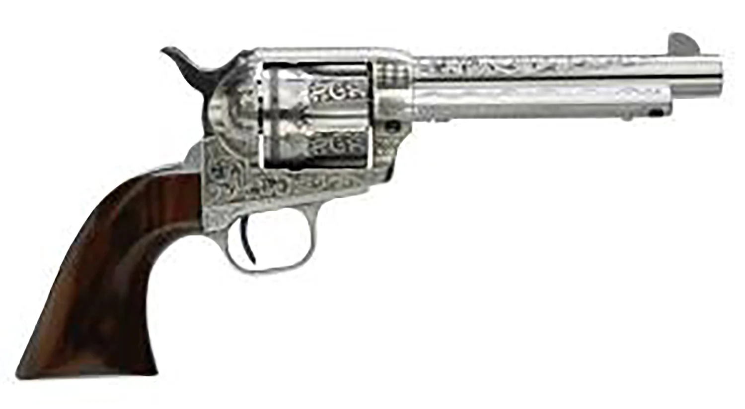 Taylors & Company 555160 1873 Cattleman Uberti 45 Colt (Long Colt) 6 Shot 4.75" White Engraved Round Barrel, Cylinder & Steel Frame, Black Polymer Navy Grip, Exposed Hammer