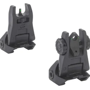 Meprolight USA 404100 FUBS Sight Set Black AR-15 Flip Up Green Tritium Front/Green Tritium Rear