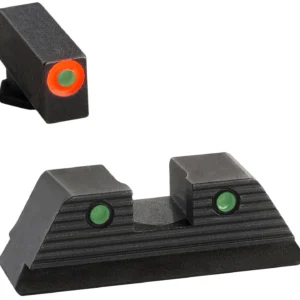 AmeriGlo GL816 Trooper Sight Set for Glock  Green Tritium Orange Outline Front Sight-Green Tritium Black Outline Rear Sight