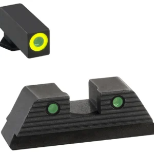 AmeriGlo GL819 Trooper Sight Set for Glock  Green Tritium LumiGreen Outline Front Sight-Green Tritium Black Outline Rear Sight
