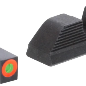 AmeriGlo GL5353 Protector Sight Set for Glock  Green Tritium Orange Outline Front Sight-Black Serrated Rear Sight