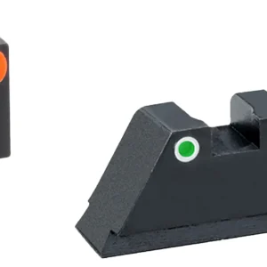 AmeriGlo GL331 Optic Compatible Sight Set for Glock  XL Tall Green Tritium Orange Outline Front Sight-Green Tritium White Outline Rear Sight