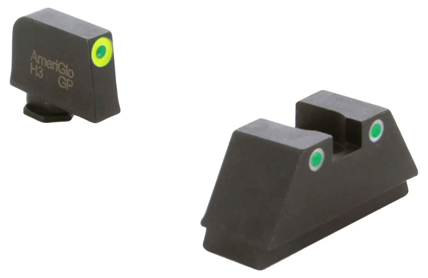 AmeriGlo GL333 Optic Compatible Sight Set for Glock XL Tall Green Tritium LumiGreen Outline Front Sight-Green Tritium White Outline Rear Sight