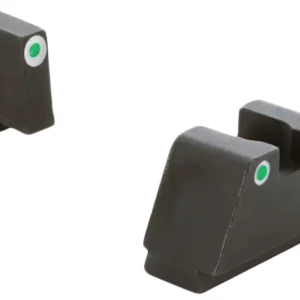 AmeriGlo GL330 Optic Compatible Sight Set for Glock  2XL Tall Green Tritium White Outline Front Sight-Green Tritium White Outline Rear Sight