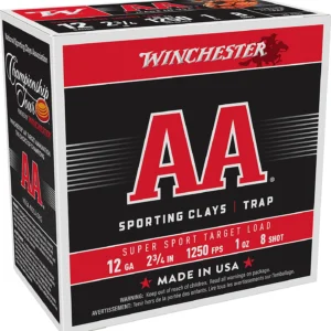 Winchester Ammo AASC12508 AA Sporting Clay 12Gauge 2.75" 1oz 8Shot 25 Per Box/10 Case
