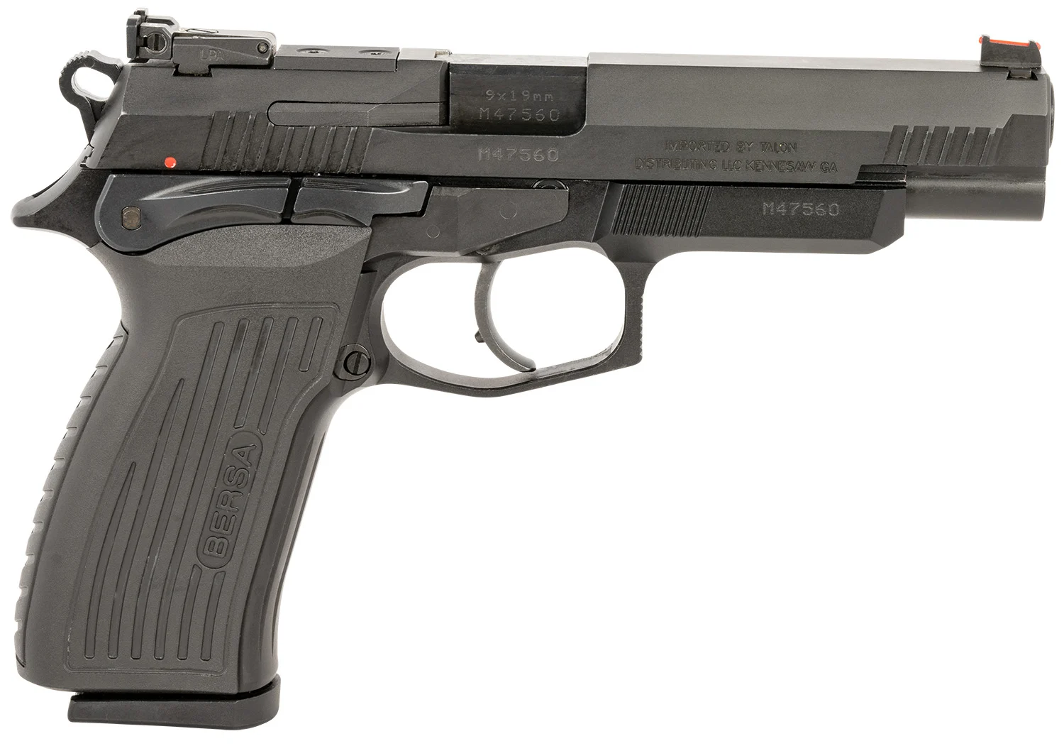 Bersa TPR9XT TPR XT Full Size Frame 9mm Luger 17+1, 4.96" Black Steel Barrel, Matte Black Serrated Steel Slide & Aluminum Frame, Ambidextrous