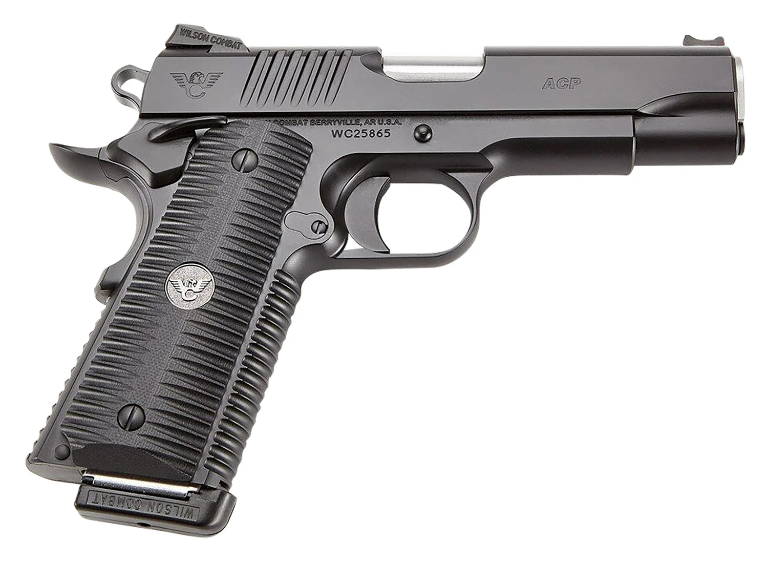 Wilson Combat ACPFS45A ACP Full-Size SAO 45 ACP 5" 8+1 Black Armor-Tuff Carbon Steel Frame/Slide Black G10 Eagle Claw Grips Ambi Thumb Safety