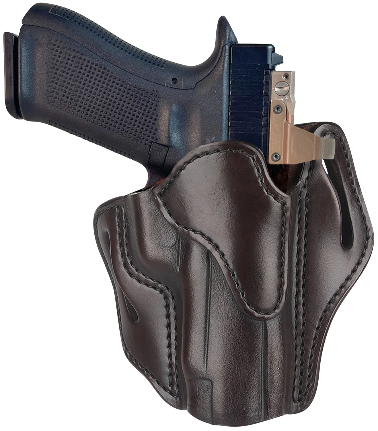 1791 Gunleather ORBH23SBRR BH2.3 Optic Ready OWB Size 2.3 Signature Brown Leather Belt Slide Compatible w/Glock 17/20/21/22/31/34/35/40/41/S&W M&P Shield Right Hand