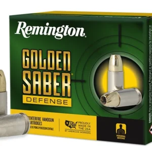 Remington Ammunition 27601 Golden Saber Defense 9mmLuger 124gr Brass Jacketed Hollow Point 20 Per Box/25 Case